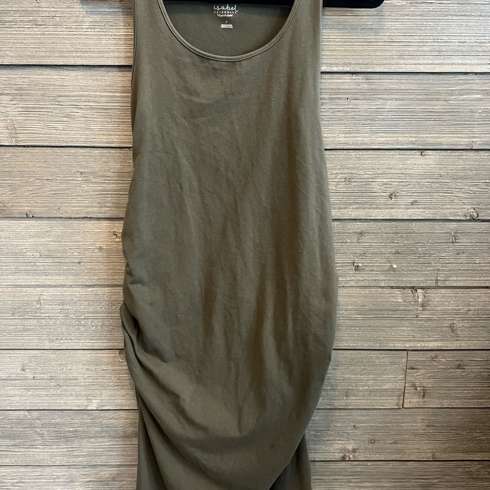 isabel Maternity Olive Green Sleeveless Tshirt Dress